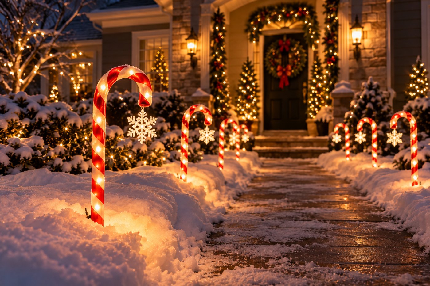 10-Pack Solar Candy Cane Pathway Lights